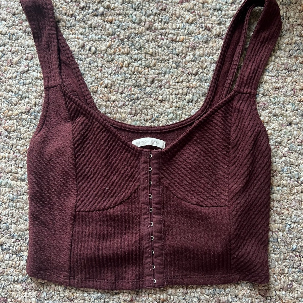 Urban Outfitters Red Ribbed Sleeveless Crop Tank